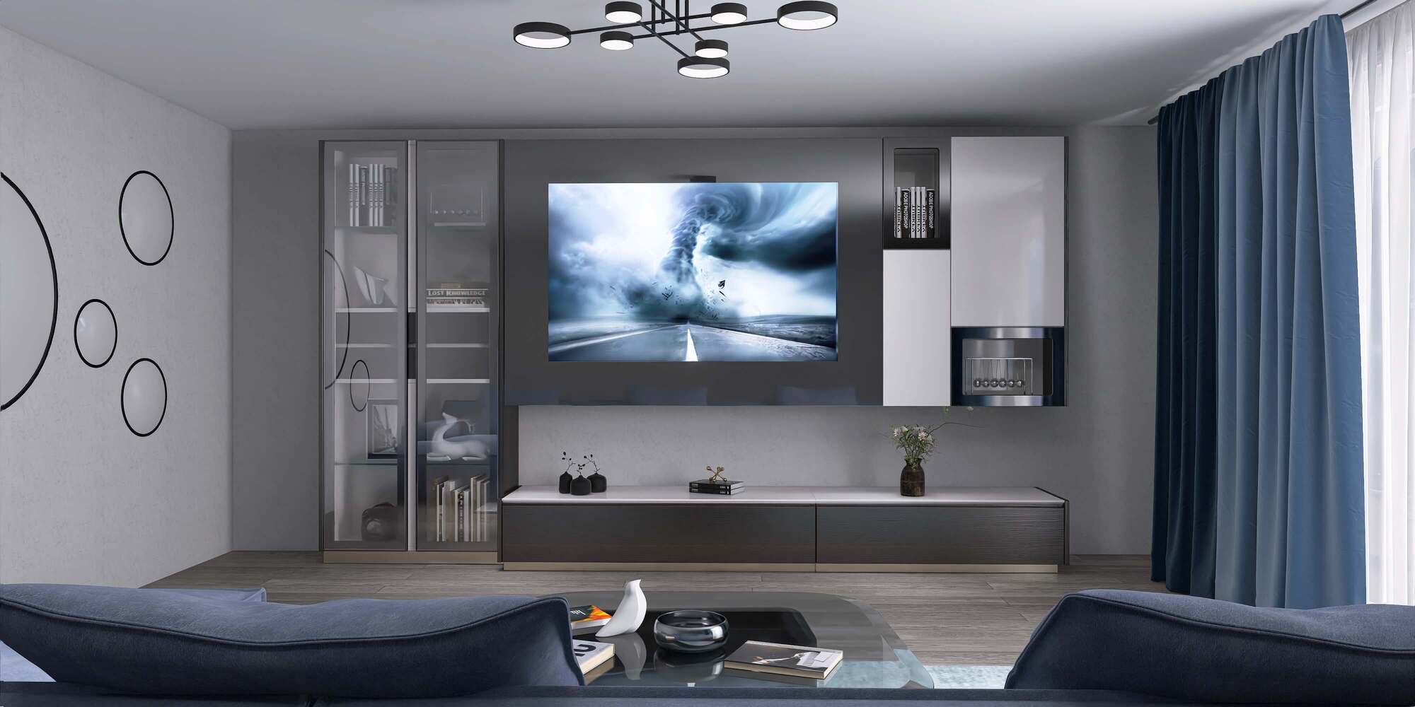 Projektbild von Wohnzimmer in Grau & Glas in Ravensburg